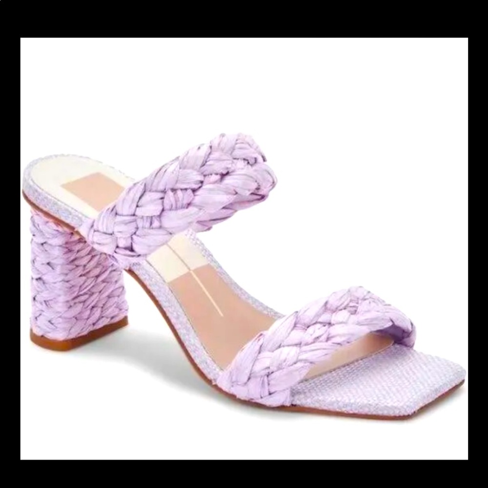 NEW Dolce Vita Paily Lilac Raffia Braided Straps Slip On Heeled Sandals Size 8.5